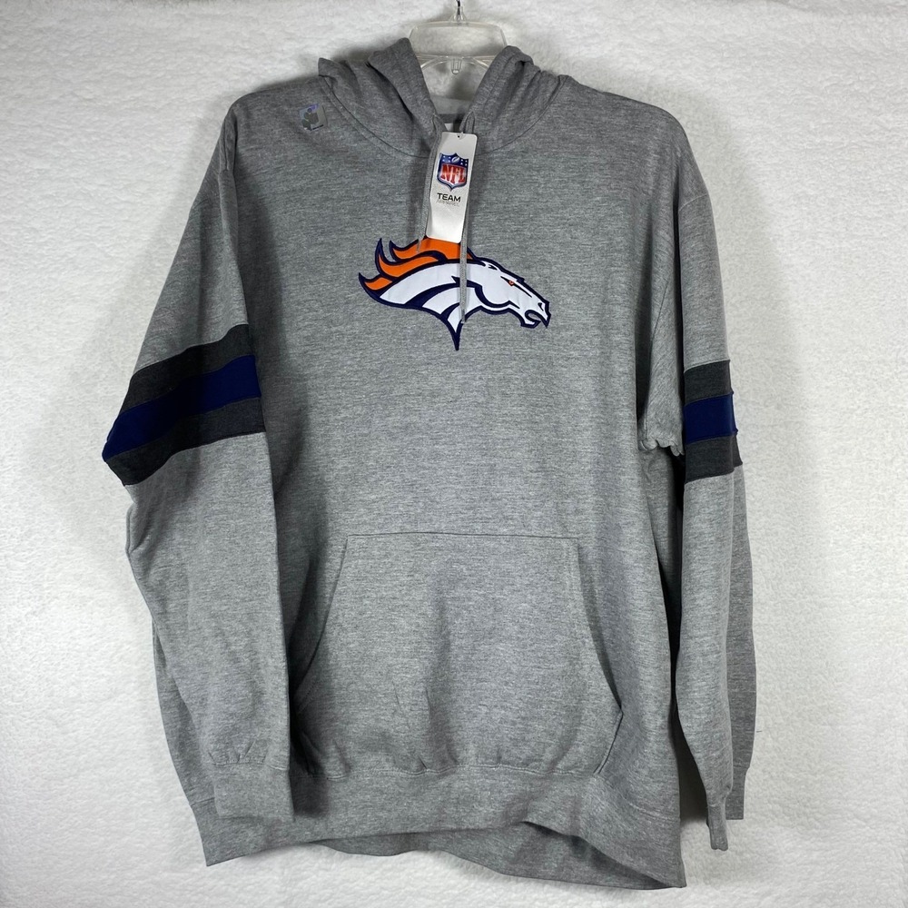 NFL Denver Broncos Team Apparel Men's Hoodie Gray‎ 2XL NFL Logo Graphic
